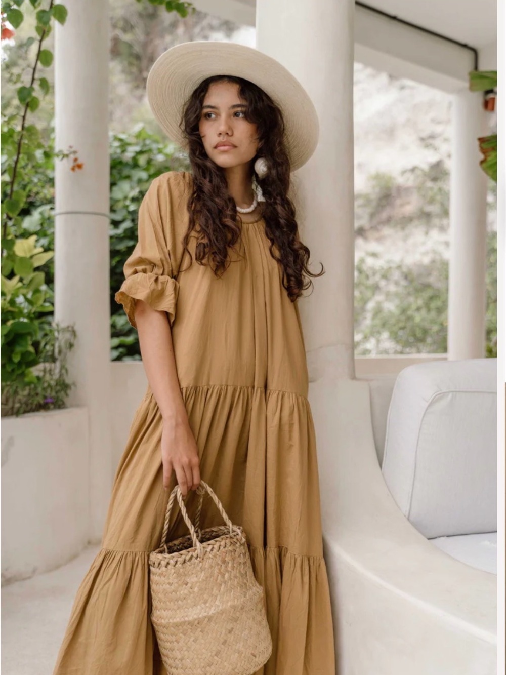 Daughters of India Tiered Maxi Dress in Desert